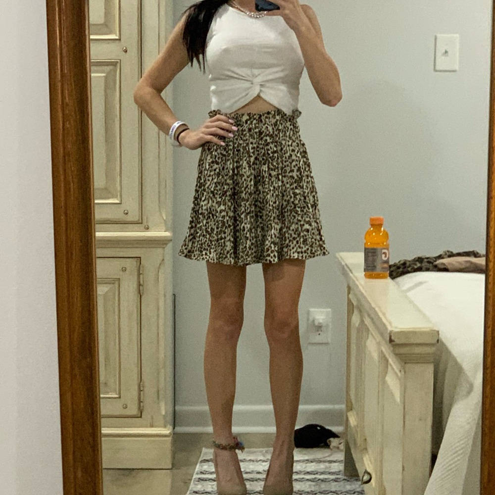 Cheetah print skirt with built in shorts under